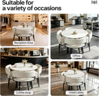 Round Sintered Stone Table Chair Set for 4, Modern Dining Table & Commercial Office Reception Conference Table