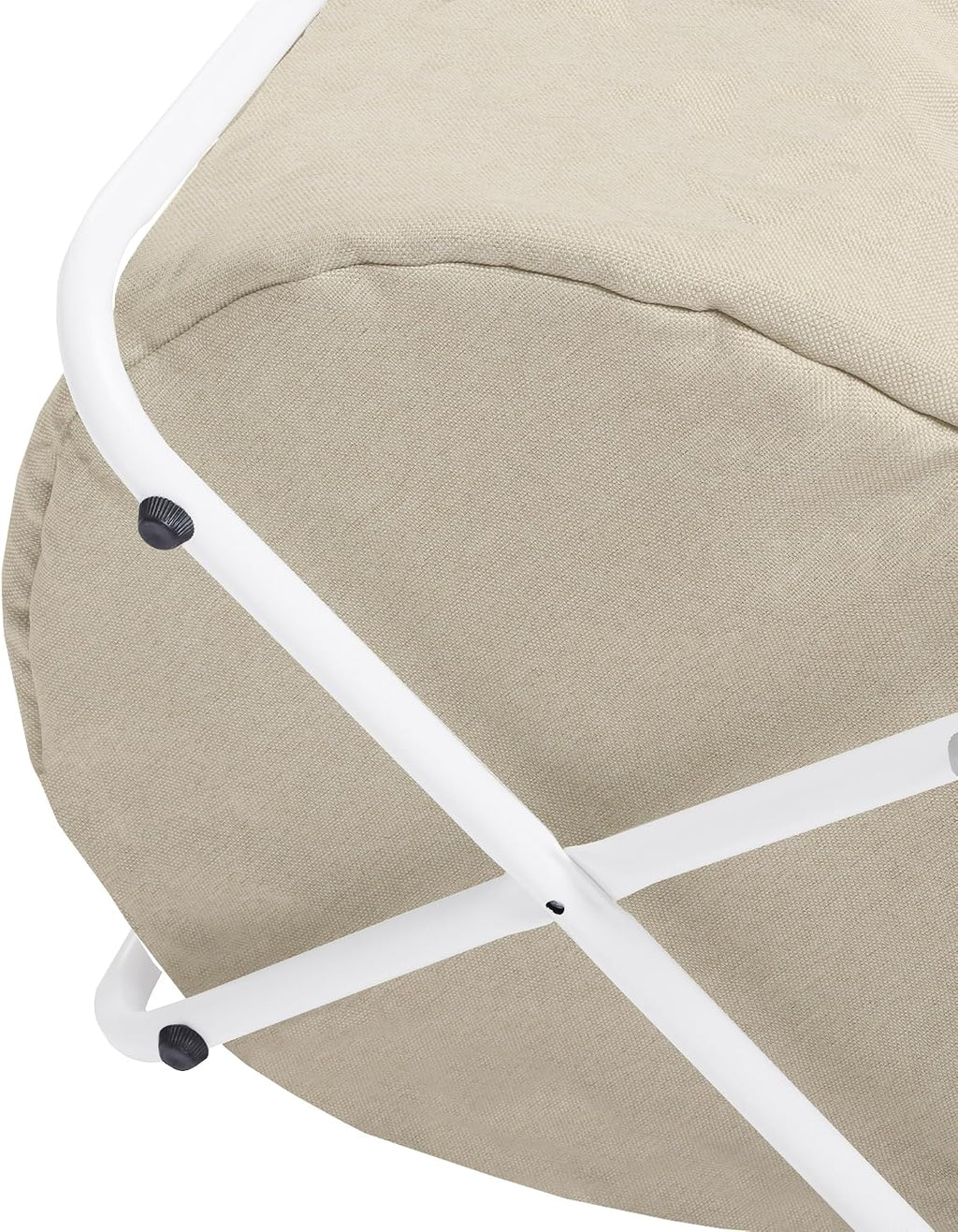 Homy Casa Modern Round End Table with Fabric Basket, Small Side Table Nightstand for Bedroom Nursery with Fabric Storage Basket for Living Room and Bedroom, White