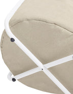 Homy Casa Modern Round End Table with Fabric Basket, Small Side Table Nightstand for Bedroom Nursery with Fabric Storage Basket for Living Room and Bedroom, White