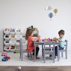 Humble Crew Toddler Table and Chair Set for Kids, Wood Activity Furniture | Sturdy 5 piece playroom or bedroom desk, perfect size for crafts, snacks, homework, and learning, includes 4 matching seats