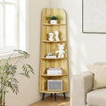 VECELO Large Corner Shelf - 66.93" Tall 5-Tier Organizer, Modern Corner Bookshelf for Display & Storage, Home Decor for Living Room, Bedroom, Natural Wood