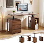 Electric Standing Desk with Drawers, 55" Office Desk Height Adjustable Executive Desk with Storage Shelves, Simple Setup Wood Desk Home Office Stand up Desk for Work, Study, Writing, Walnut