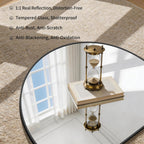 CIRCUMI Arched Wall Mirror 24"x30", Black Metal Frame with Tempered Glass, Large Size Mirror for Bathroom, Over Sink, Living Room, Entryway, Shatterproof & Crystal Clear Black Arched Mirror