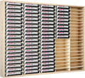 Marsui 100 Slot Cassette Tape Storage Holder Wooden Audio Tape Organizer Cassette Tape Rack for Cassette Collections Audio Accessory