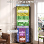 SOFTSEA Farmhouse Kitchen Pantry Cabinet with Barn Door, 72" Tall Corner Bar Cabinet with Acrylic Mirror, Wine Cabinet with Glass Rack, for Living Room Dining Room, 19.7x19.7x72 Inch, Walnut