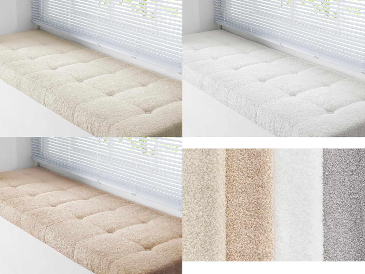 Custom Bay Window Sill Seat Cushion Short Fluffy Plush Wool Fleece Customized Bench Seating Foam Cushion Pad for Indoor Furniture, Reading Nook, Mudroom Entryway, Dining Room Kitchen, Non Slip Bottom