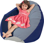 FDP SoftScape Dew Drop Bean Bag Chair with Supportive High-Back Design, For Kids, Teens and Adults, Alternative Seating for Dorms, Schools, Libraries, Daycares or Home- Navy/Powder Blue
