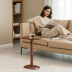 MH London Cooper 22" Mango Wood Pedestal Side Table, Walnut