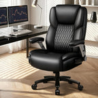 Big and Tall Office Chair 600LBS, Heavy Duty Office Chair for Heavy People, High Back Executive Office Leather Chair with Adjustable Armrests and Lumbar Support, Black Ergonomic Big Tall Chair