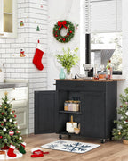 CHOEZON Kitchen Island, Kitchen Island Cart with One Double Cabinet and Drawer, Rolling Storage Cart with Power Strip, with Drop Leaf, for Kitchen, Living Room, Black and Rustic Brown MZD01UBFN1