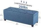 DUMOS Upholstered Storage Bench, End of Bed Ottoman, Extra Large 46.5 Gal (176L) Internal Volume, Foot Stool for Bedroom, Living Room, Sturdy Storage Chest, Blue, 43.3" L x 15.7" W x 15.7" H