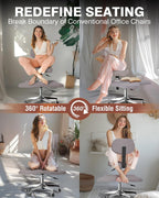 PYY ADHD Chairs for Adults - Meditation Cross Legged Office Chair with Wheels, Ergonomic Squatting Kneeling Fidget Chair with Lumber Back Support Adjustable Height for Home and Office Gray