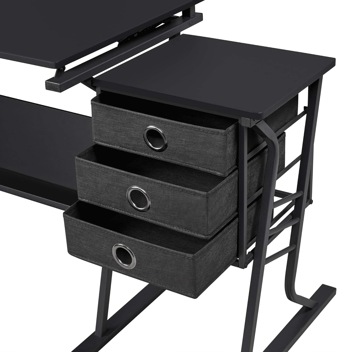Yaheetech Drafting Table for Adults/Artists, Drawing Desk, Tabletop Adjustable Art/Craft Desk with Stool and 3 Slide Drawers, Sketching Painting Artwork Station for Art Studio Home Office School
