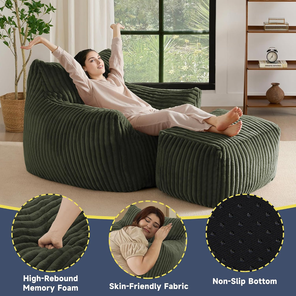 Oversized Bean Bag Chair for Living Room Furniture Bean Bag Chairs for Adults- Small Couch & Lounge Accent Chair for Living Room Chairs or Bedroom