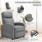 Sweetcrispy Massage Recliner Chair for Adults, Adjustable Home Theater Seating with Lumbar Support, Modern Small Recliners for Small Spaces, Dark Grey