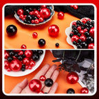 Black Red Vase Filler | 150PCS Pearls Bead for Centerpieces Vases | 8/14/20 mm No Hole Beads, Fake Pearls for Wedding Birthday Theme Party Table Centerpieces Decor