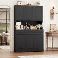 FACBOTALL 74" Pantry Cabinet, Tall Kitchen Pantry Cabinet with 6 Doors and 2 Drawers, Kitchen Hutch with Wide Countertop, Modern Kitchens Cupboard with Adjustable Shelves and Charge Holes, Black