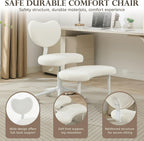 Ergonomic Cross Legged Office Chair with Wheels, Criss Cross Chair with Plus Cushion, 360° Swivel Meditation Chairs, ADHD Chairs with Height Adjustable Seat, Lumbar Back Support, Teddy Fabric, Ivory