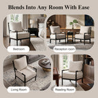 DUHOME Linen Fabric Spindle Accent Chair Set of 2,Bobbin Chair with High Resilience Spring Cushion and Armrest Pads, Leisure Armchair for Living Room Bedroom Farmhouse Home Office Belcony