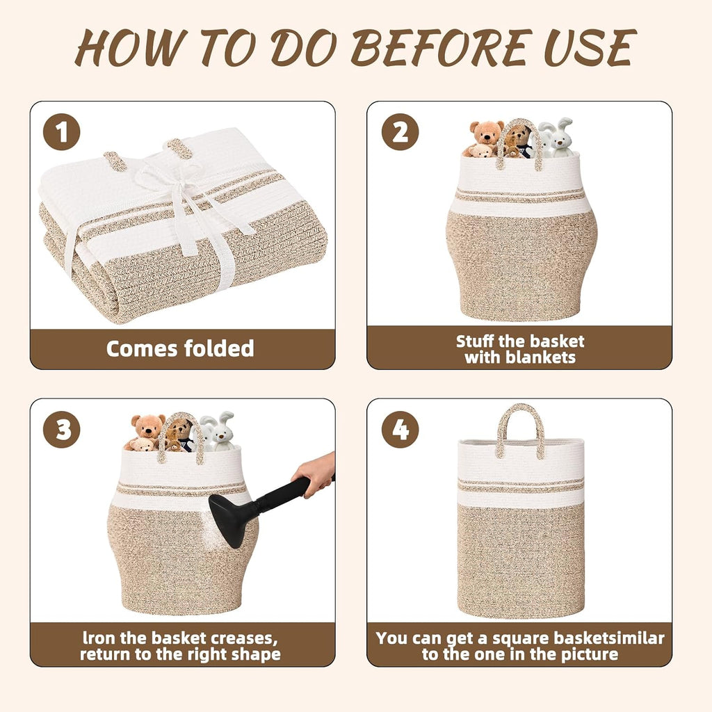 Woven Laundry Basket for Clothes, 80 L Large Rectangle Laundry Hampers with Beads Tassel, Nursery Storage Basket for Toys, Tall Dirty Clothes Hamper for Bedroom Aesthetic, Laundry Room Organization