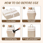 Woven Laundry Basket for Clothes, 80 L Large Rectangle Laundry Hampers with Beads Tassel, Nursery Storage Basket for Toys, Tall Dirty Clothes Hamper for Bedroom Aesthetic, Laundry Room Organization