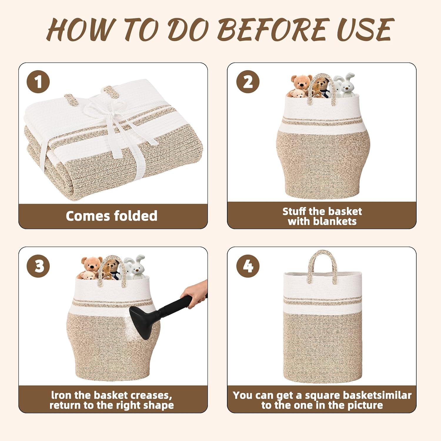 Woven Laundry Basket for Clothes, 80 L Large Rectangle Laundry Hampers with Beads Tassel, Nursery Storage Basket for Toys, Tall Dirty Clothes Hamper for Bedroom Aesthetic, Laundry Room Organization