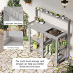 ONBRILL Potting Bench, Outdoor Potting Bench Table with Removable Sink, HDPS Potting Benches for Outside, Garden Table with Storage Shelves & 4 Side Hooks, No Rot, No Fade, No Break, 360lbs Capacity
