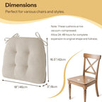 Indoor Kitchen Chair Cushions Set of 4 18"X16.5"X3" Soft Anti Slip Dining Chair Pads Tufted Kitchen Seat Cushion with Ties, Beige