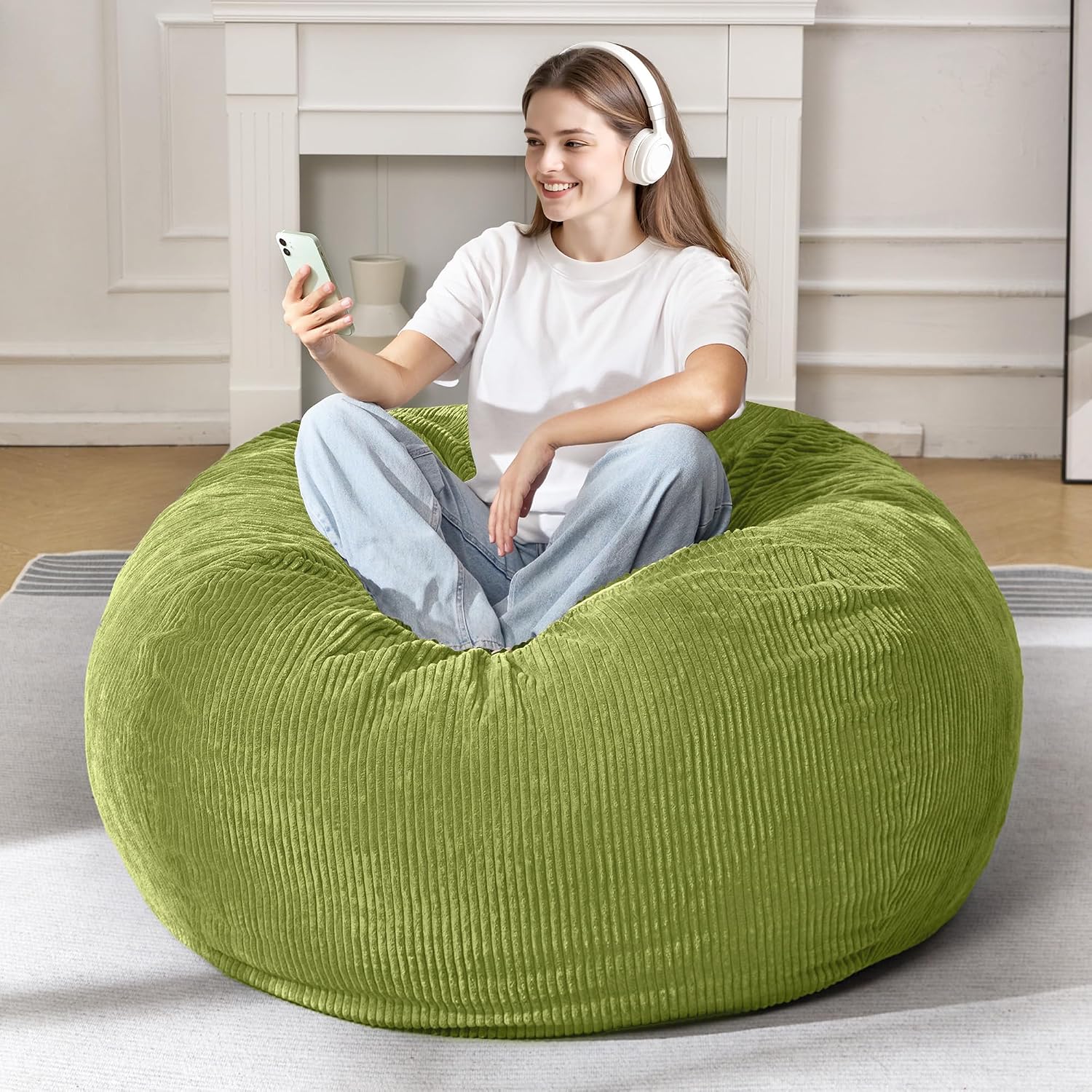 3FT Bean Bag Chairs Teardrop Bean Bag Chair for Adults Beanbag Chair with Memory Foam Filled Machine Washable Cover for Living Room, Bedroom