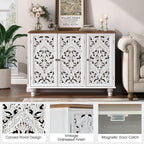 Jiansu furni Sideboard Buffet Cabinet with Storage,Accent Cabinet with 3 Doors & Adjustable Shelves for Kitchen, Living Room,Hallway,Bedroon(White)