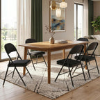 4 Pack Folding Chairs, Fabric Dining Chair Set with Padded Cushion and Back, Indoor Outdoor Seat for Home Office, Parties, Events, Wedding, Extra Guest Seating, Obsidian Black