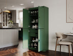 Palace Imports Solid Wood Kitchen Pantry Cabinet - 71.5" Tall x 32" Wide - Wooden Storage Cabinet w/ 4 Shaker Doors, 2 Drawers, 4 Adjustable Shelves - Green, 100% Eco-Friendly Wood, Made in Brazil