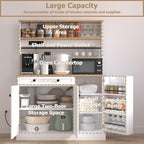 Kitchen Pantry Cabinet,Kitchen Hutch Cabinet with Power Outlets,Doors and Adjustable Shelves,Freestanding Food Pantry with Large Storage Drawer for Dining Room, Living Room