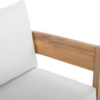 SAFAVIEH Outdoor - Theo Armchair Set of 2 - Oak & Ivory - Solid Wood with Cushion - Mid-Century Slatted Frame Design - Ideal for Patio, Deck, Porch, Backyard, 15" Seat Height (PAT7087B-SET2)