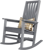 DWVO Outdoor Rocking Chair, Patio Rocker with Windsor Backrest & Wide Armrests, HDPE Patio Chair, 30° Rocking Motion, Outdoor Rocker for Porch, Balcony, Garden Seating, Gray