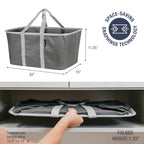 CleverMade Collapsible Laundry Tote 2-Pack (50L) – Foldable Carry-All Storage Bin for Laundry, Car Trunk, RV, Dorm & Home Organization - Charcoal