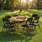 Folding Chairs 4 Pack,350 lbs Heavy Duty Metal Frame Folding Chairs with PU Leather Cushion, Ergonomic Foldable Chair with Non-Slip Feet, Portable Stackable Seating for Wedding Camping Events-Black