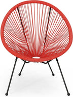 Dancongtea Set of 2 Outdoor Wicker Chairs, PE Rattan Armchair with Steel Frame, Modern Woven Basket Chair for Patio Balcony Garden, Orange