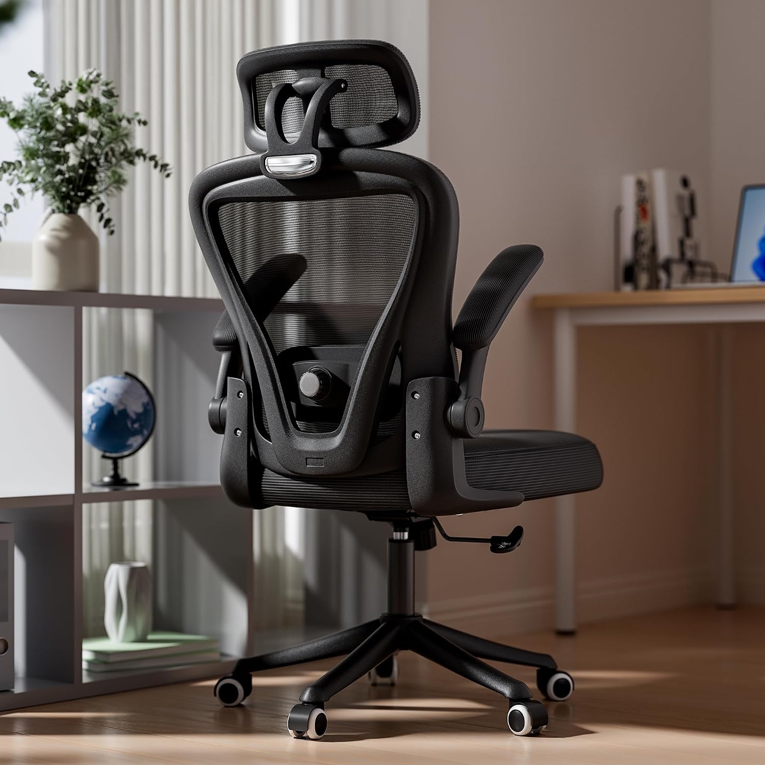 SeekFancy Ergonomic Office Chair M903, Computer Desk Chair | High Back Mesh Office Chair with Adjustable Lumbar Support, Headrest, Flip-Up Armrests, Wheels, 330LBS Capacity, Black