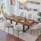 Dining Table Extendable 63 in-79 in for 4-8 Expandable Wood Rectangle with Fluted Base for Dinning Room Kitchen Living Room Farmhouse Rustic Walnut