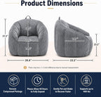 Bean Bag Chair for Adults with Armrests, Oversized Corduroy Bean Bag Sofa with High Back Support, Comfy Memory Foam Lounge Chair for Living Room, Bedroom, Dorm & Gaming (Dark Gray)