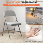 30 Pack Folding Chairs, Fabric Dining Chair Set with Padded Cushion and Back, Indoor Outdoor Seat for Home Office, Parties, Events, Wedding, Extra Guest Seating, Graphite Gray