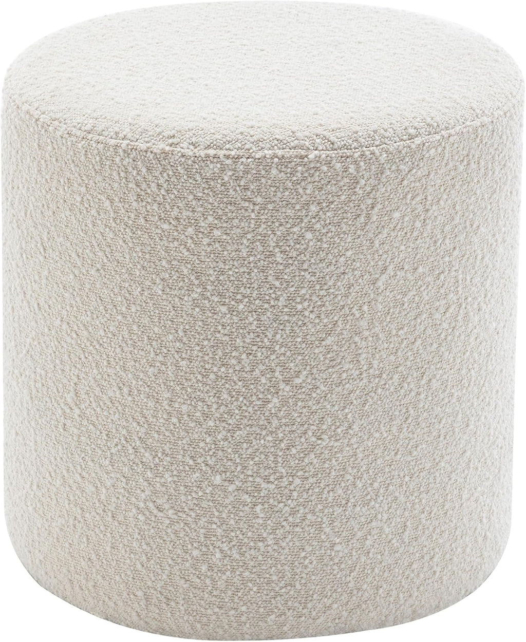 KINWELL Modern Round Boucle Upholstered Ottoman Set of 2, Multi-Functional Sofa Footrest, Side Table, Extra Seating for Living Room, Bedroom, Entryway (Cream White, 18" Dx 18" W x 18.3" H)