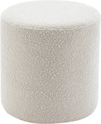 KINWELL Modern Round Boucle Upholstered Ottoman Set of 2, Multi-Functional Sofa Footrest, Side Table, Extra Seating for Living Room, Bedroom, Entryway (Cream White, 18" Dx 18" W x 18.3" H)