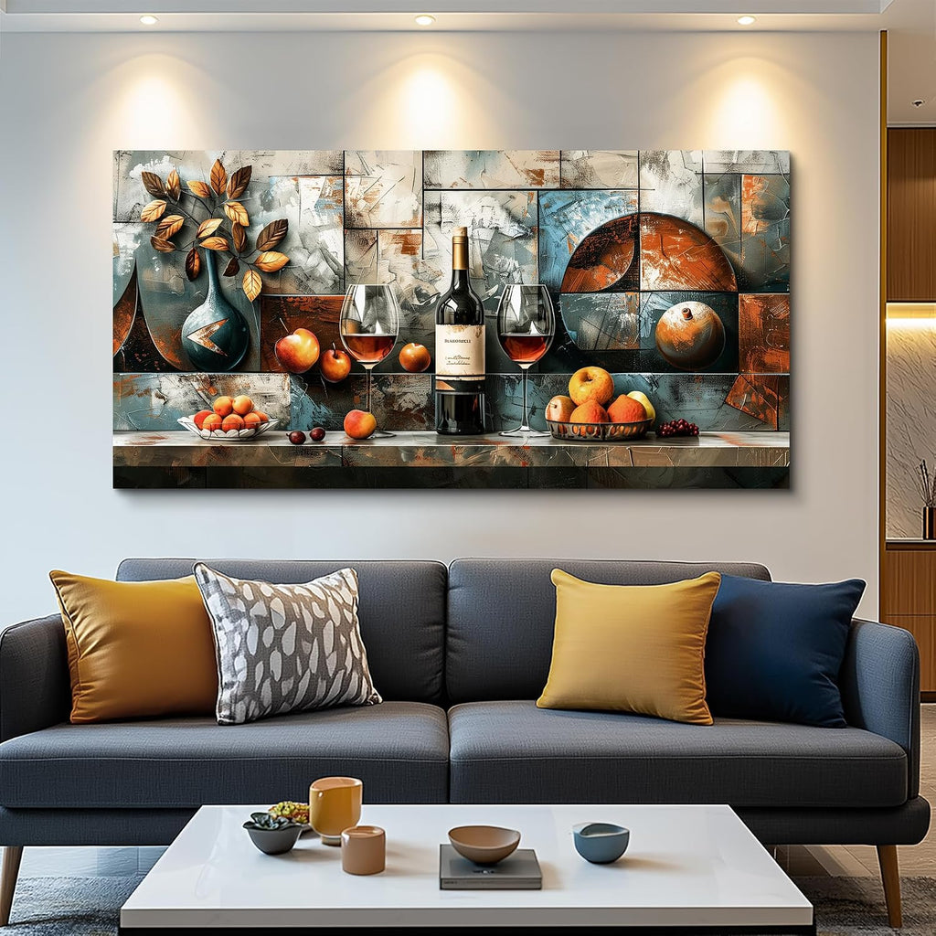 hyidecorart Wine Glass Fruit Modern Painting Wall Art For Kitchen Wall Decor For Living Room Dining Room Decorations Liquor Still Life Canvas Prints Artwork Bar Pub Posters Home Decor Ready to Hang