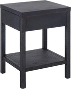 SAFAVIEH Home Collection – Epke Navy 1-Drawer 1-Shelf Accent Table, Woven Raffia Design, Fully Assembled (ACC6616C)