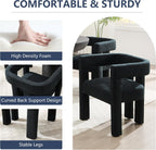 Boucle Barrel Side Chairs Set of 4, Modern Designed Upholstered Compy Sherpa Teddy Fabric Accent Kitchen/Dining Chair, Kitchen Armchair for Living Room office Dining Room Bedroom (Black, Set of 4)