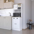 2-Door Cabinet Microwave Kitchen Pantry in White and Macadamia,Buffet Kitchen Sideboard,for Kitchen,Dining Room,13.78 * 23.62 * 66.54
