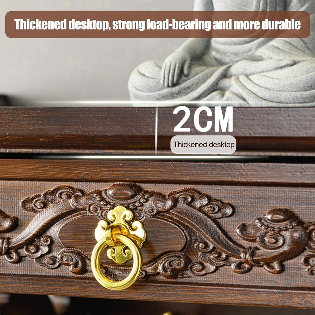 HARELA Buddha Altar Table, Wall-Mounted Personal Shrine Altar Table, Buddhist Altar Shelf for Home, Wall Hanging God Shelf for Wealth God, Guanyin, Buddha Statue(80x30x20cm/31.5x11.8x7.9in)
