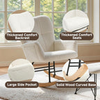 KEEZY Rocking Chair Nursery with Footrest,Upholstered Glider Rocker,Rocking Accent Chair with Padded Seat with High Backrest,Reading Chair,Armchair Comfy Side Chair for Living Room Bedroom (Beige)